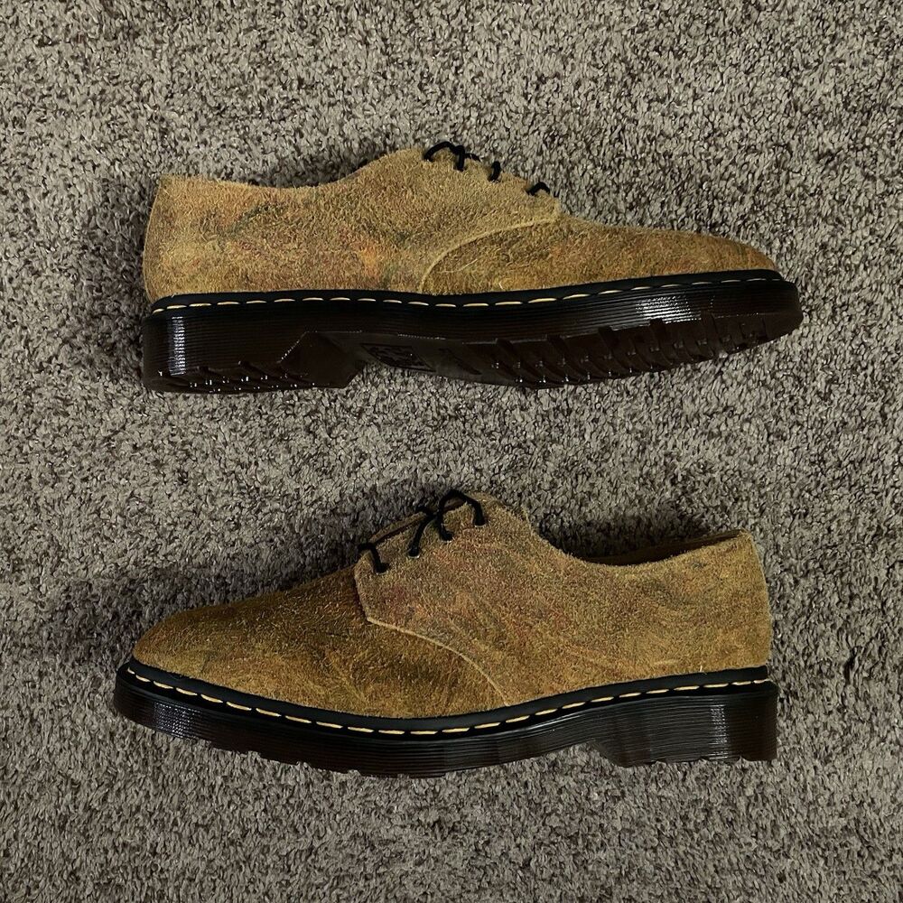 NEW Dr Martens Smiths Marbled Hairy Suede Brown Mustard Mens Size 11